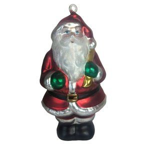 Vintage Blown Glass Santa Claus With Sack of Presents Christmas Figurine 10-Inch